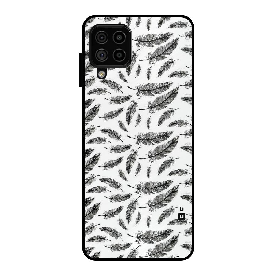 Black Feather Metal Back Case for Galaxy A22 4G