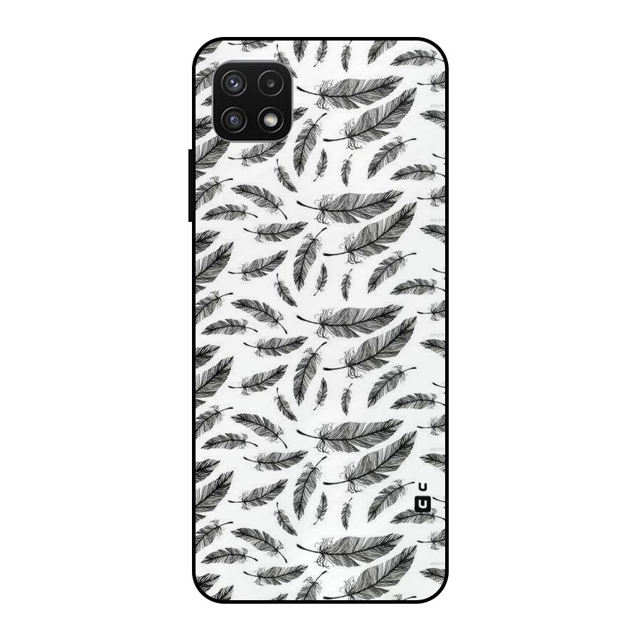 Black Feather Metal Back Case for Galaxy A22 5G