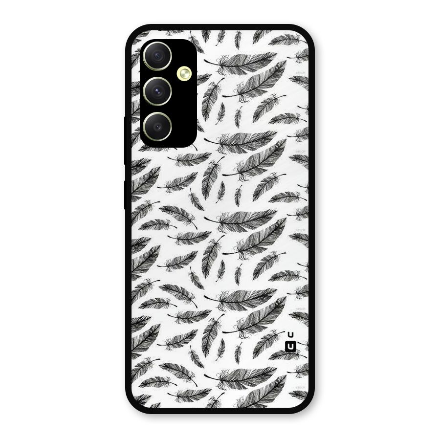 Black Feather Metal Back Case for Galaxy A34