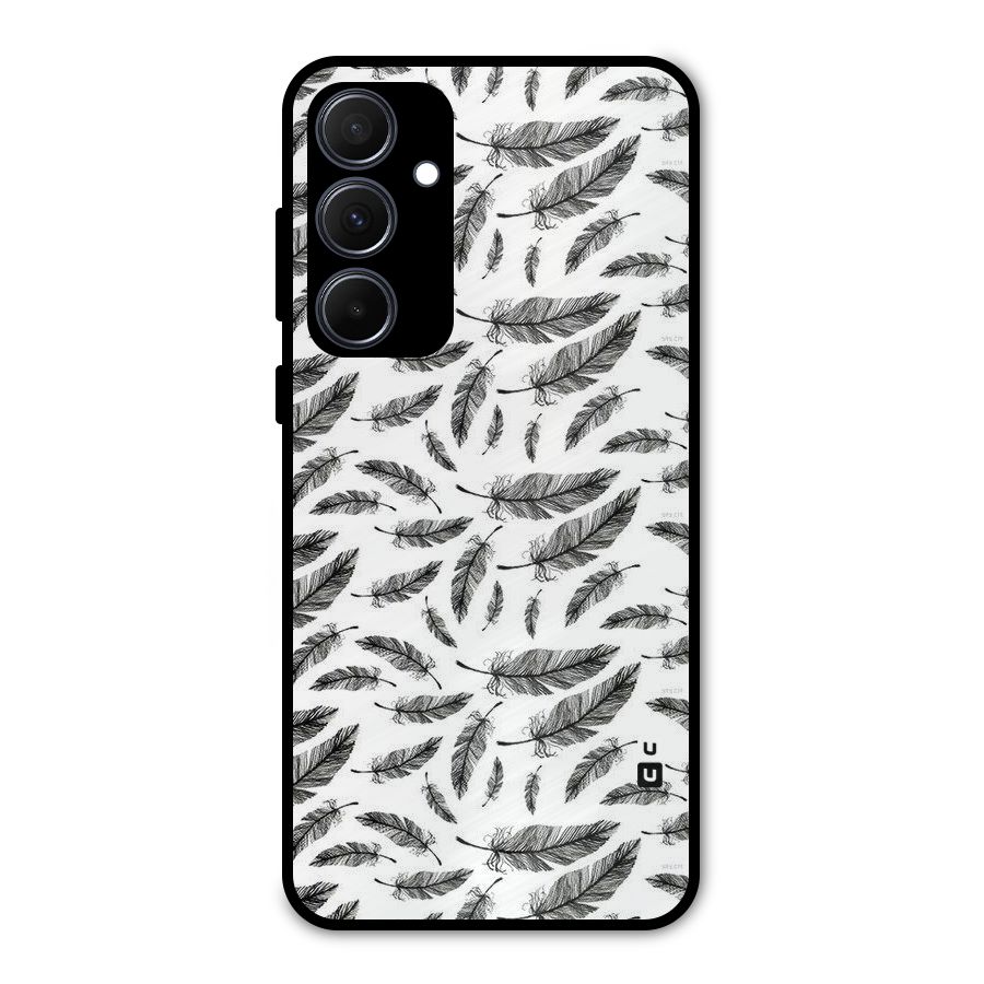 Black Feather Metal Back Case for Galaxy A35