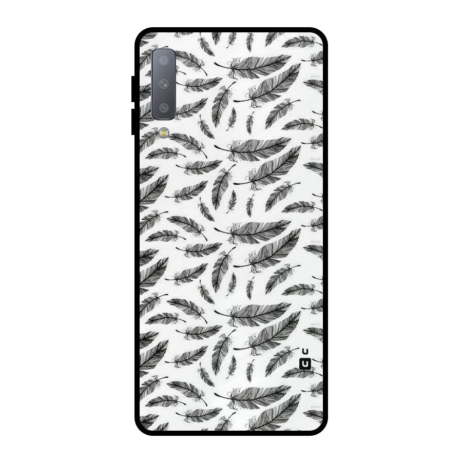 Black Feather Metal Back Case for Galaxy A7 (2018)