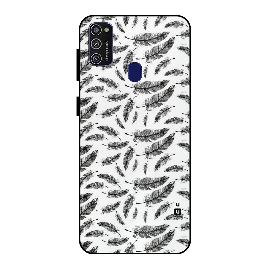 Black Feather Metal Back Case for Galaxy M21