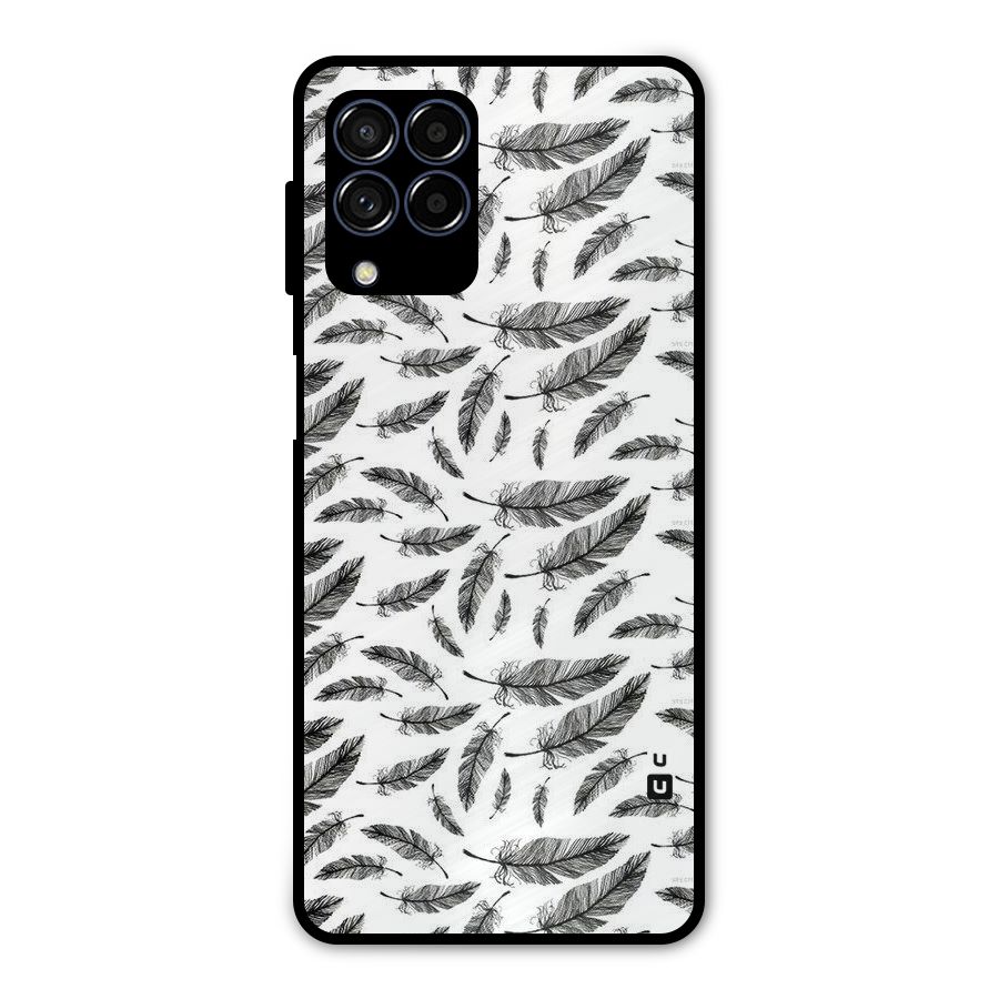 Black Feather Metal Back Case for Galaxy M53 5G