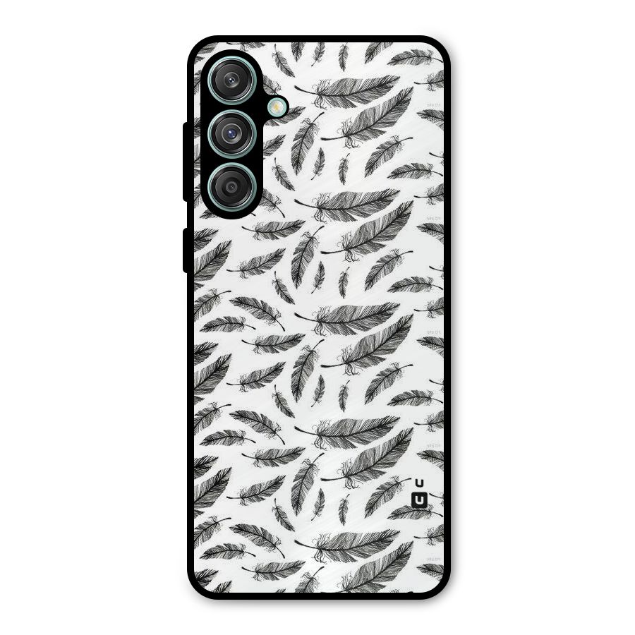 Black Feather Metal Back Case for Galaxy M55 5G