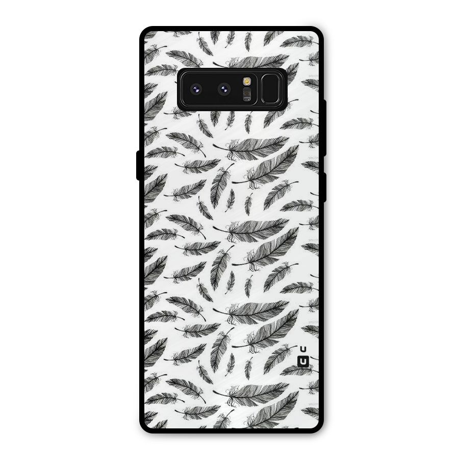 Black Feather Metal Back Case for Galaxy Note 8