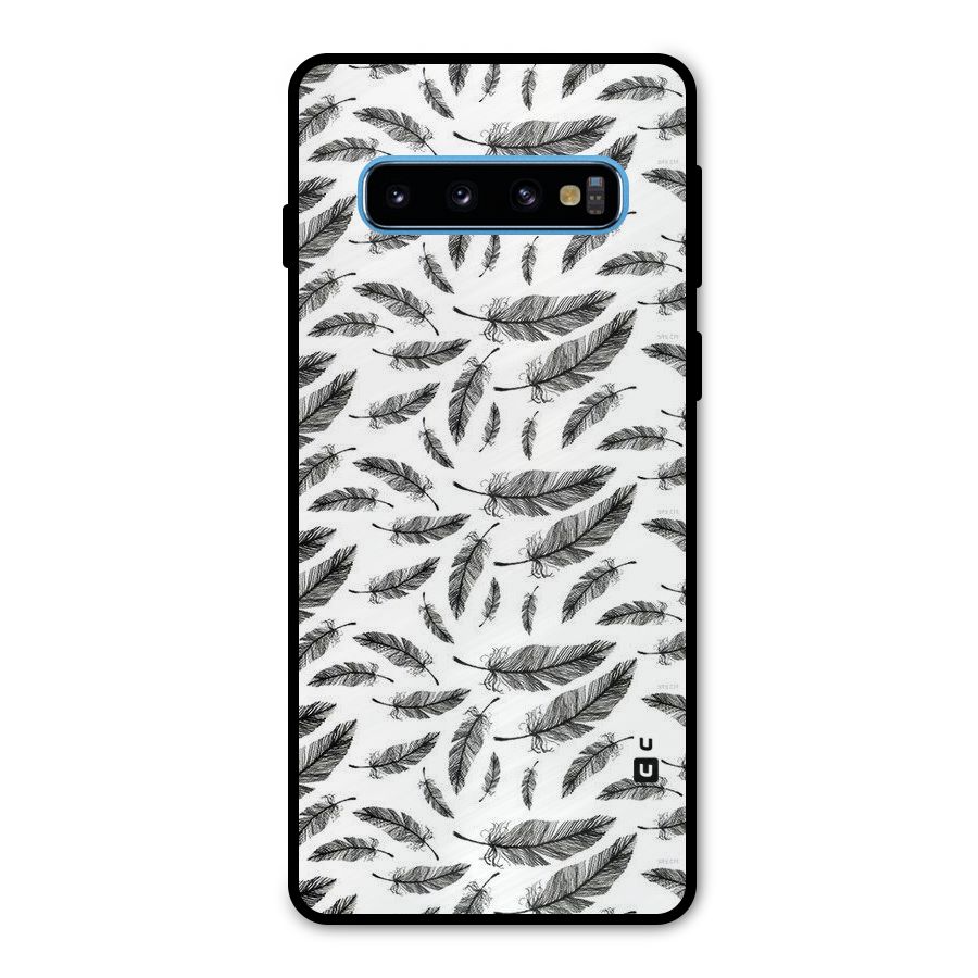 Black Feather Metal Back Case for Galaxy S10