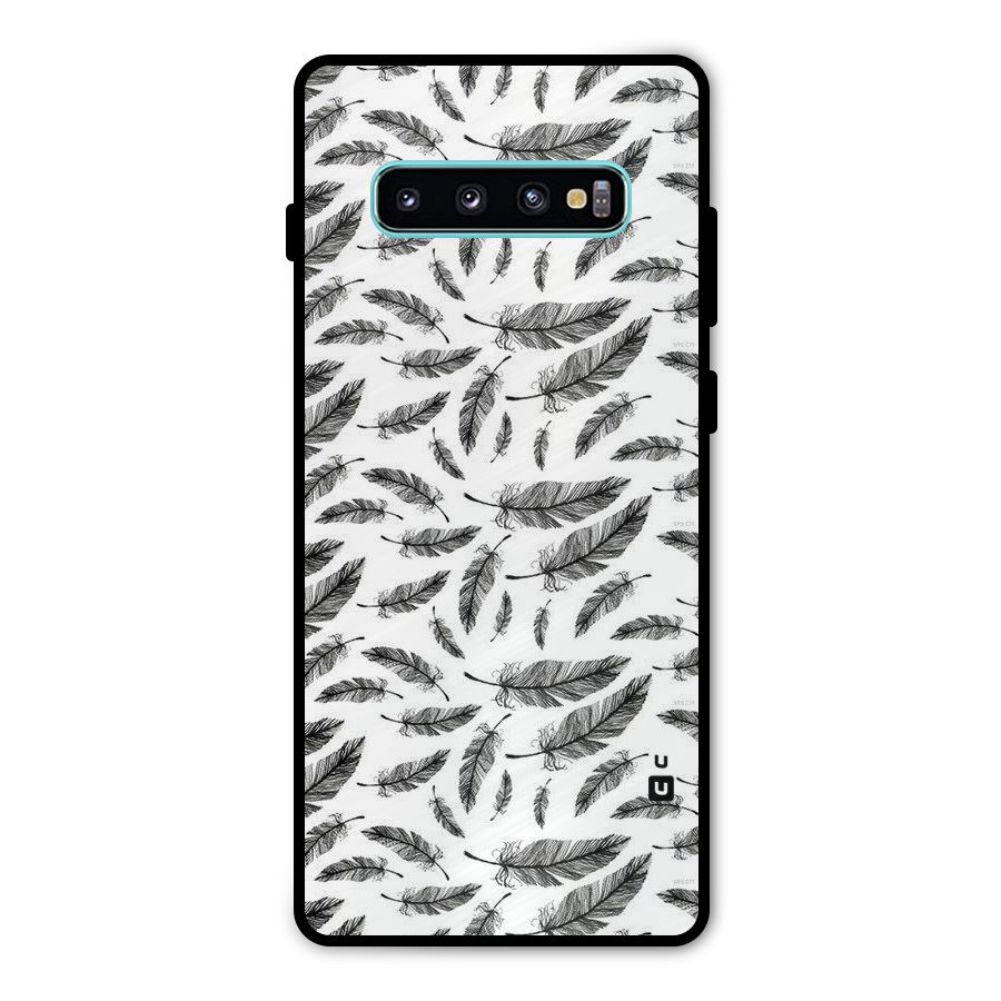 Black Feather Metal Back Case for Galaxy S10 Plus