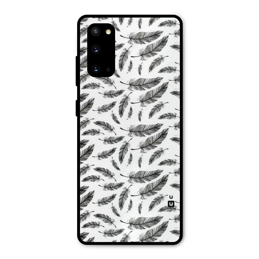 Black Feather Metal Back Case for Galaxy S20