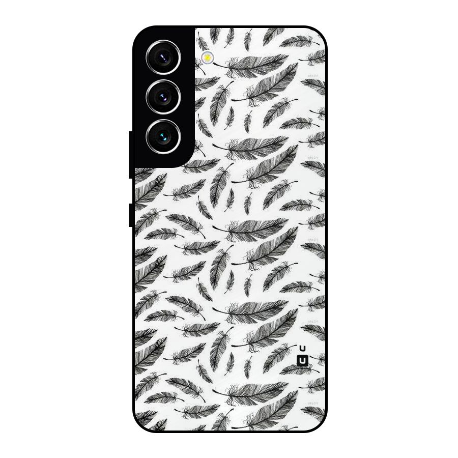 Black Feather Metal Back Case for Galaxy S22 5G