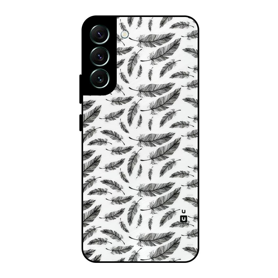 Black Feather Metal Back Case for Galaxy S22 Plus 5G