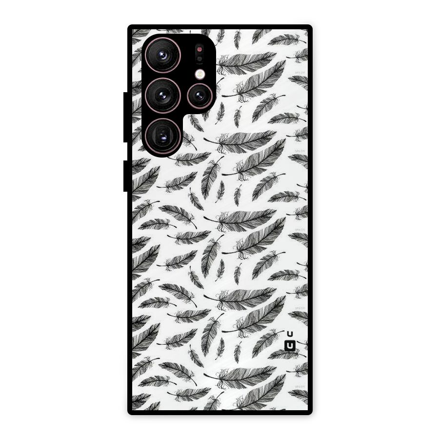 Black Feather Metal Back Case for Galaxy S22 Ultra 5G