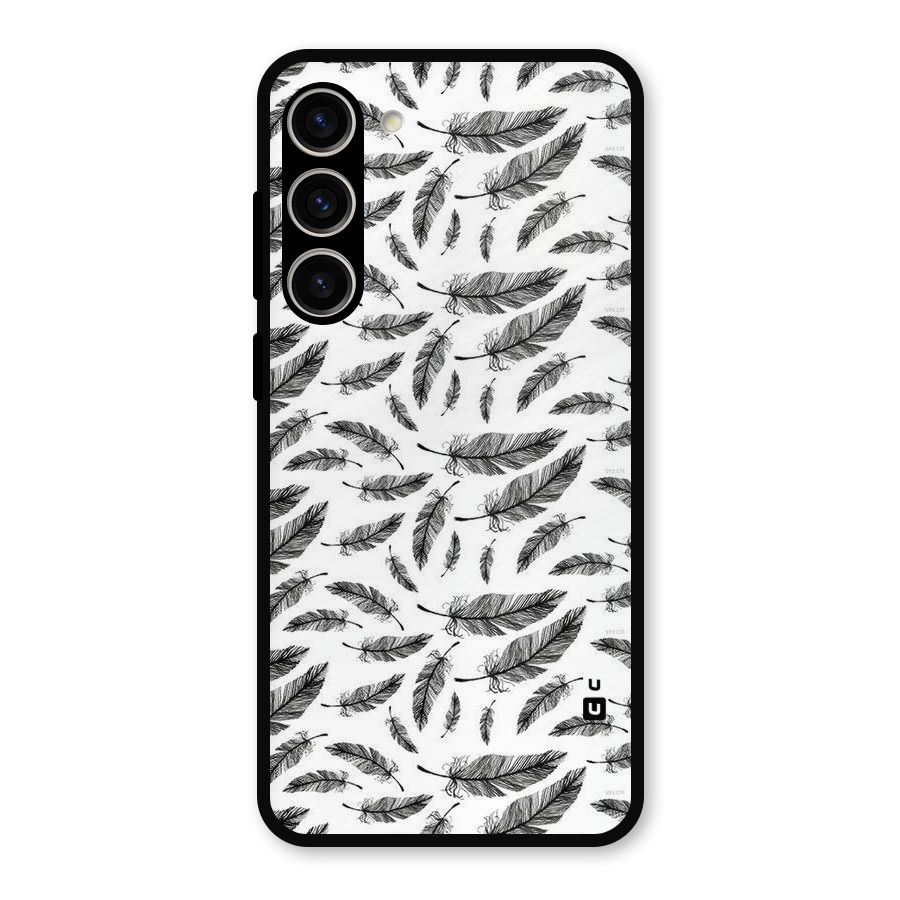 Black Feather Metal Back Case for Galaxy S23 Plus