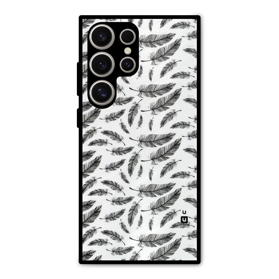 Black Feather Metal Back Case for Galaxy S24 Ultra