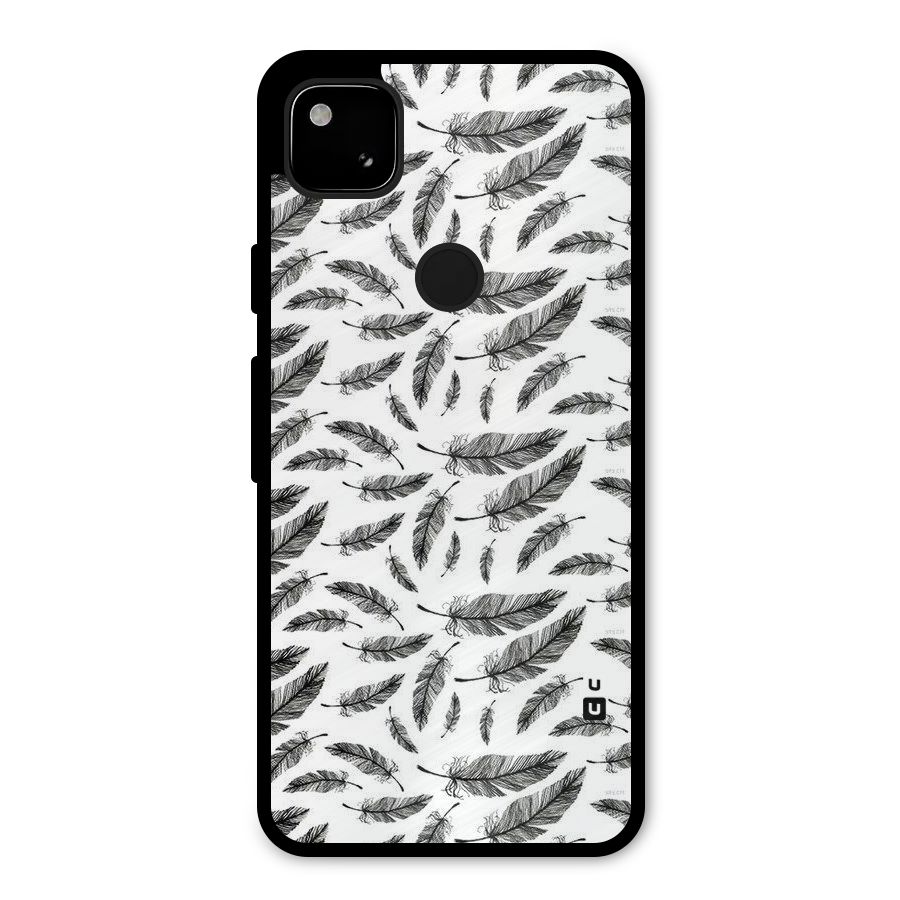 Black Feather Metal Back Case for Google Pixel 4a