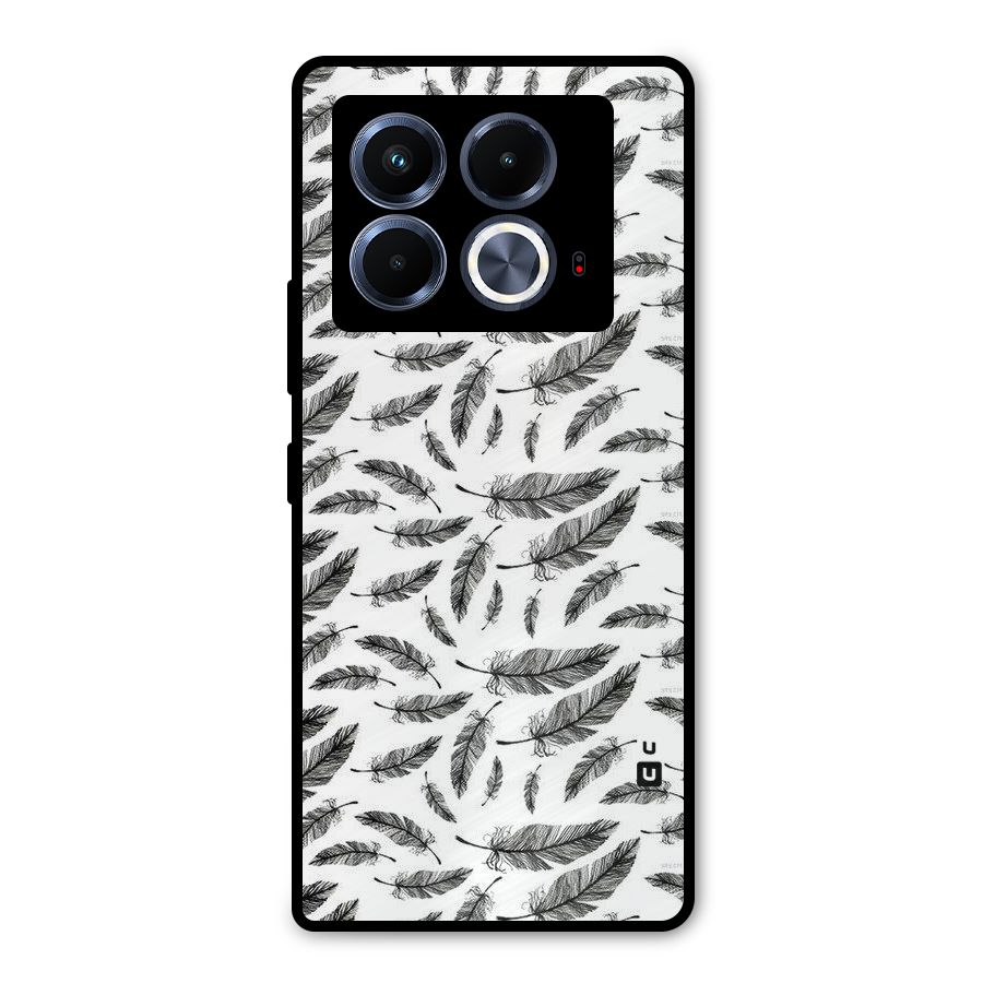 Black Feather Metal Back Case for Infinix Note 40 5G