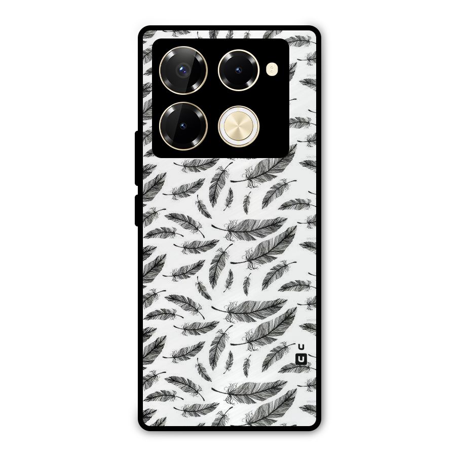 Black Feather Metal Back Case for Infinix Note 40 Pro