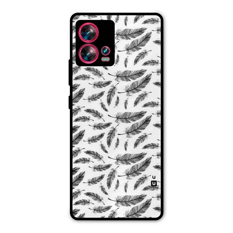 Black Feather Metal Back Case for Motorola Edge 30 Fusion