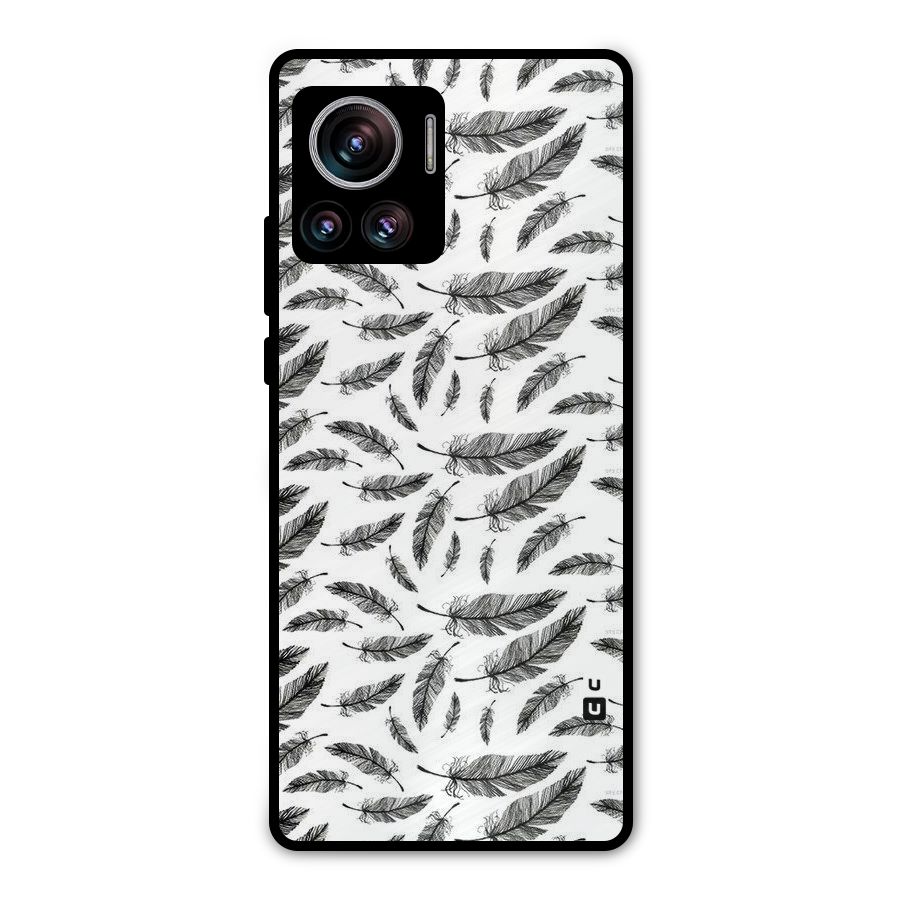 Black Feather Metal Back Case for Motorola Edge 30 Ultra
