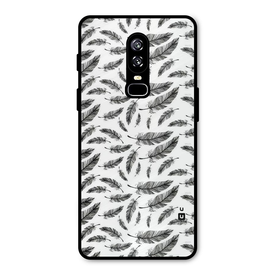Black Feather Metal Back Case for OnePlus 6