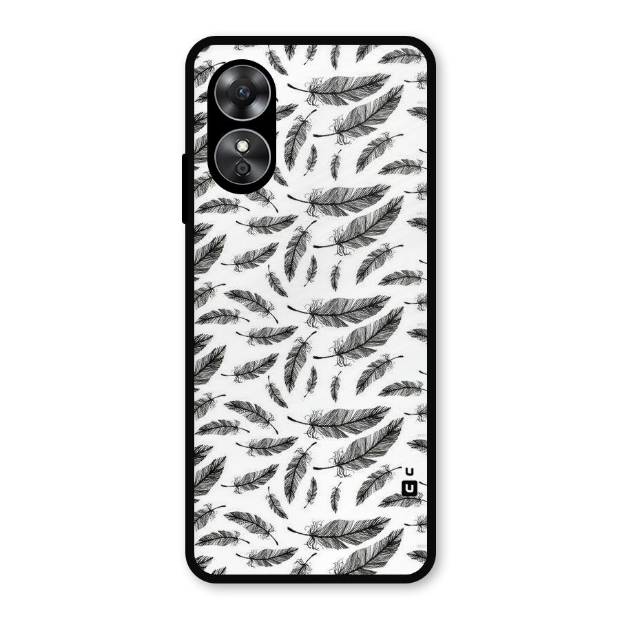 Black Feather Metal Back Case for Oppo A17