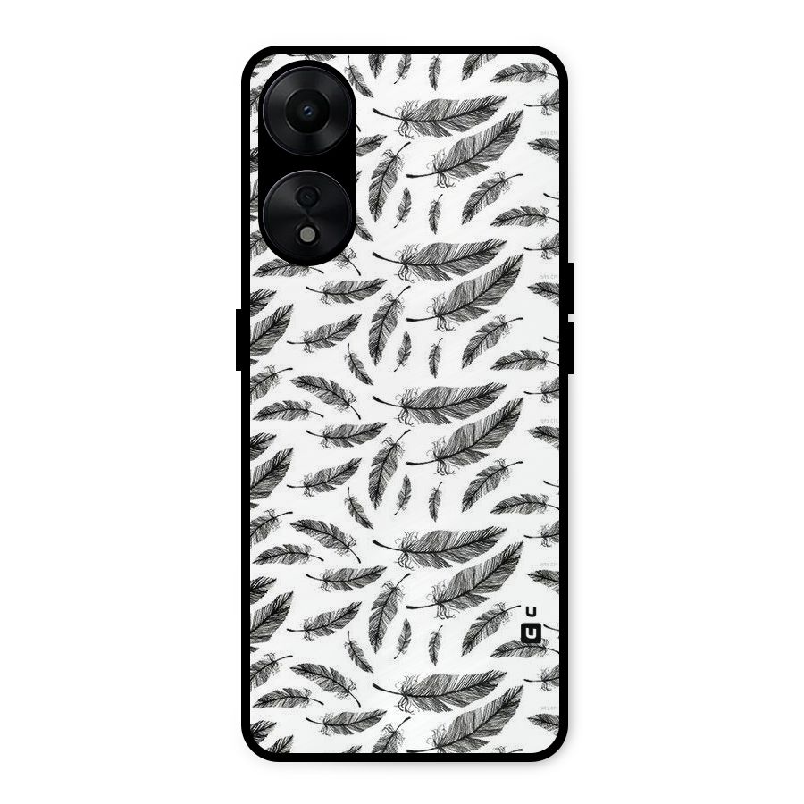 Black Feather Metal Back Case for Oppo A78 5G