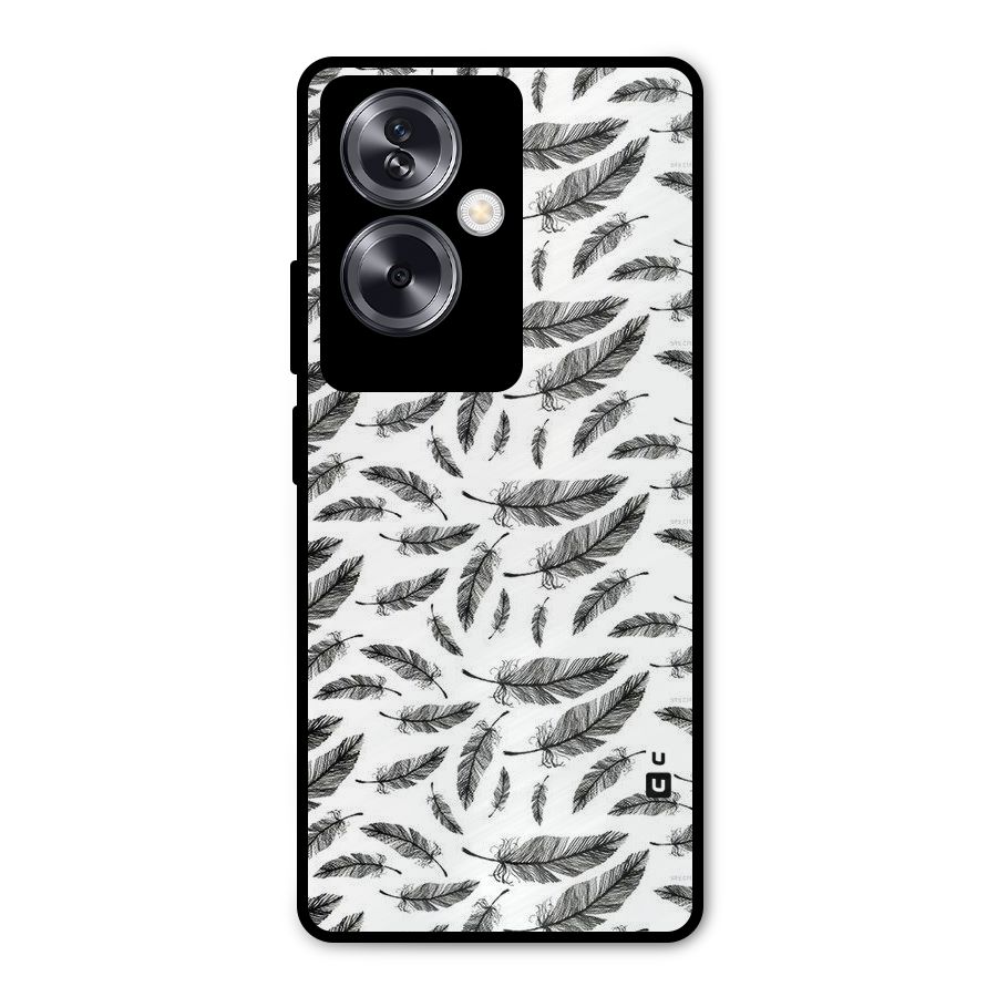 Black Feather Metal Back Case for Oppo A79 5G