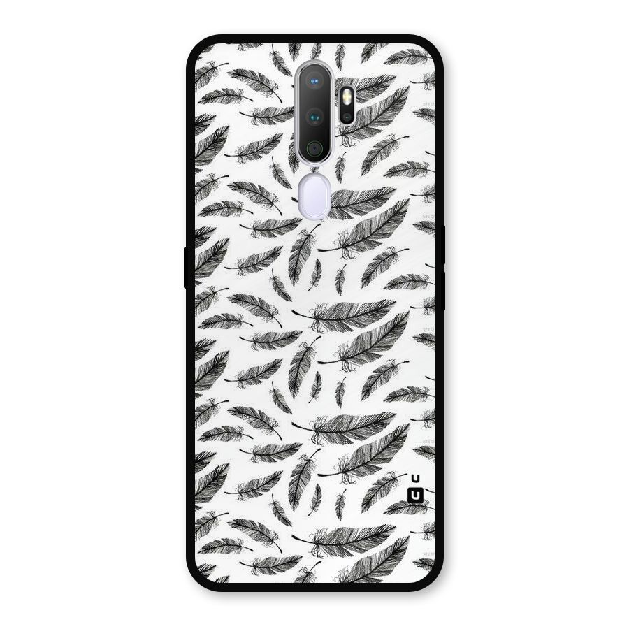 Black Feather Metal Back Case for Oppo A9 (2020)