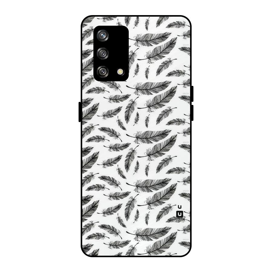 Black Feather Metal Back Case for Oppo F19