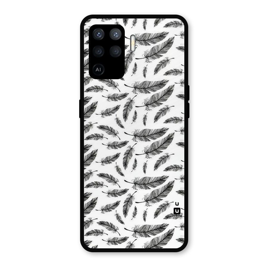 Black Feather Metal Back Case for Oppo F19 Pro