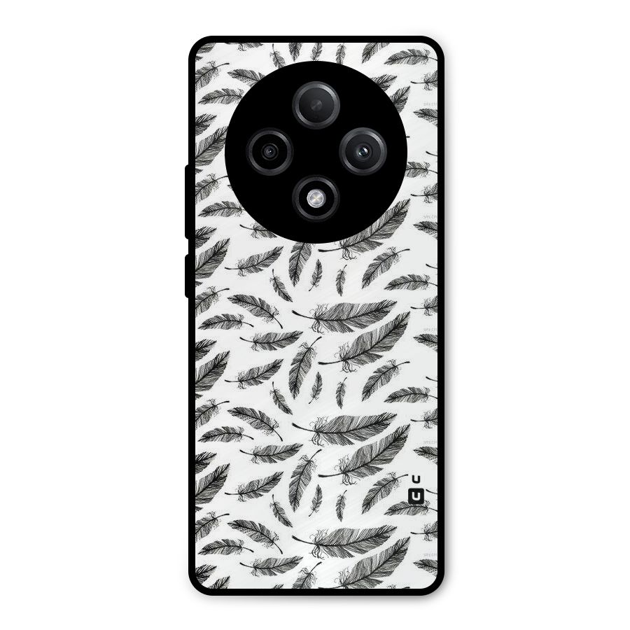 Black Feather Metal Back Case for Oppo F27 Pro Plus