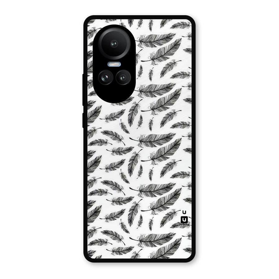 Black Feather Metal Back Case for Oppo Reno10