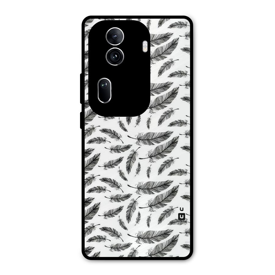 Black Feather Metal Back Case for Oppo Reno11 Pro 5G