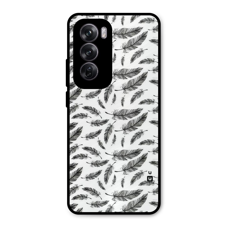 Black Feather Metal Back Case for Oppo Reno12 Pro