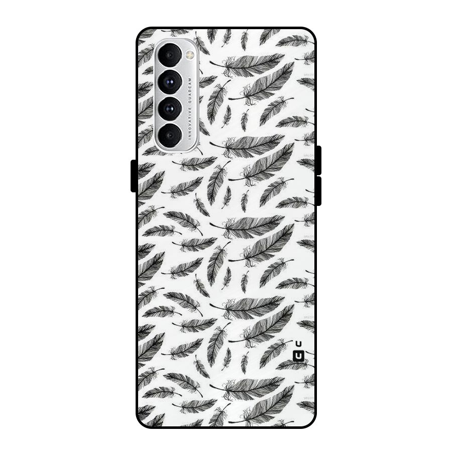 Black Feather Metal Back Case for Oppo Reno4 Pro