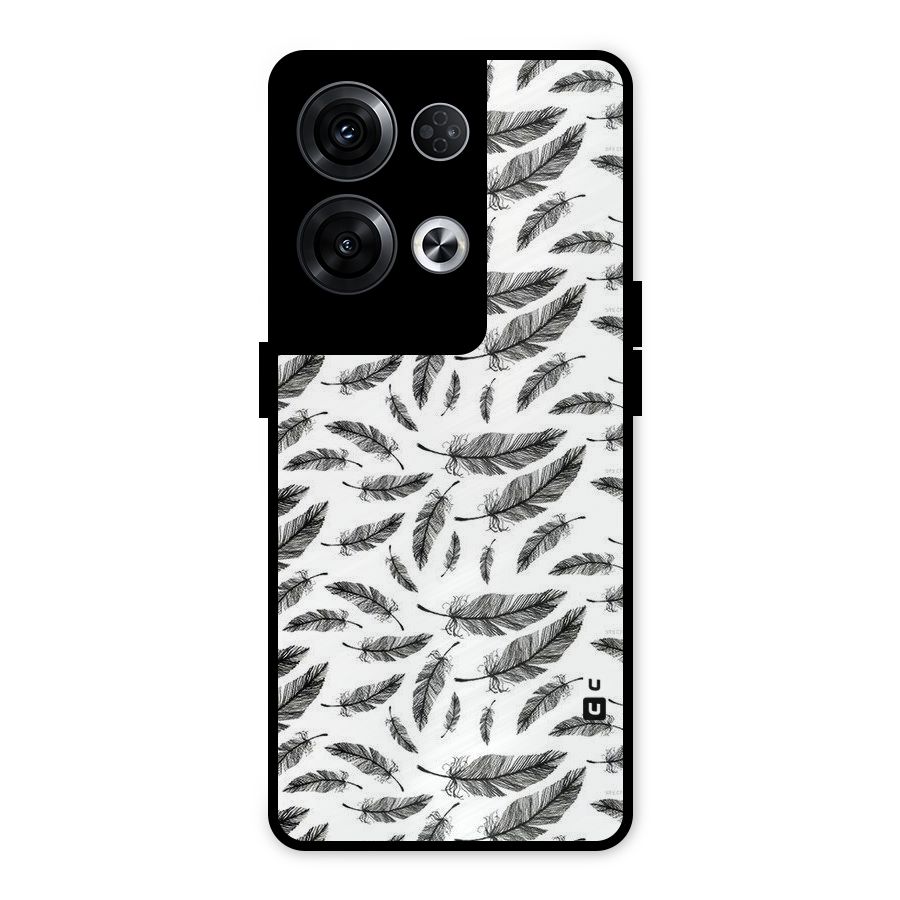 Black Feather Metal Back Case for Oppo Reno8 Pro 5G