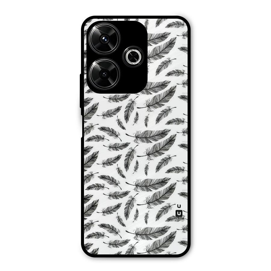 Black Feather Metal Back Case for Poco M6 Plus