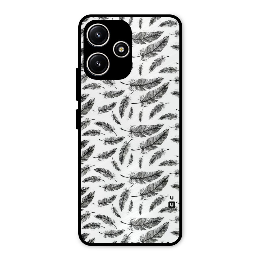 Black Feather Metal Back Case for Poco M6 Pro