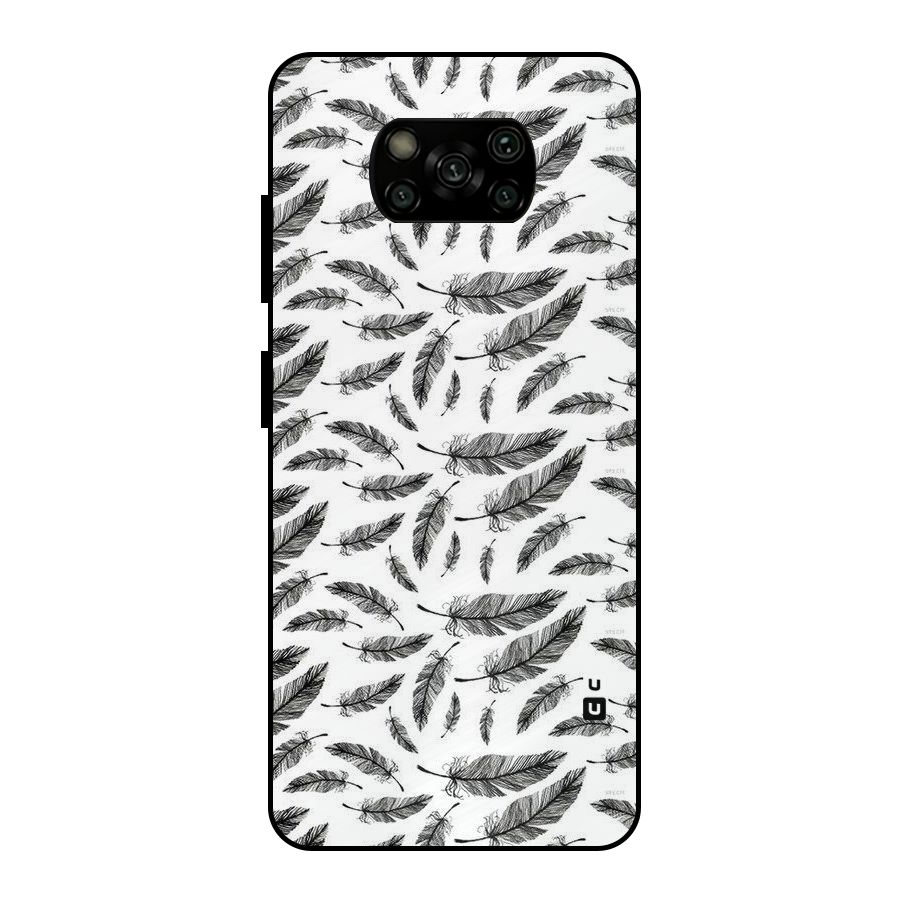 Black Feather Metal Back Case for Poco X3