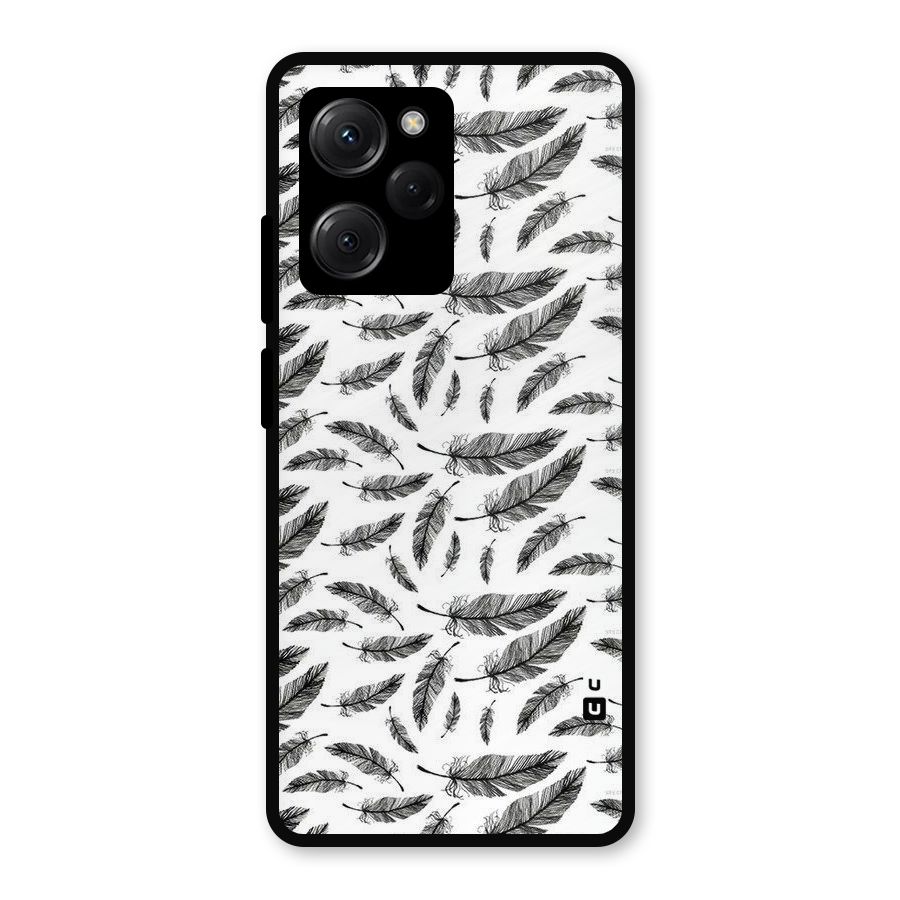 Black Feather Metal Back Case for Poco X5 Pro