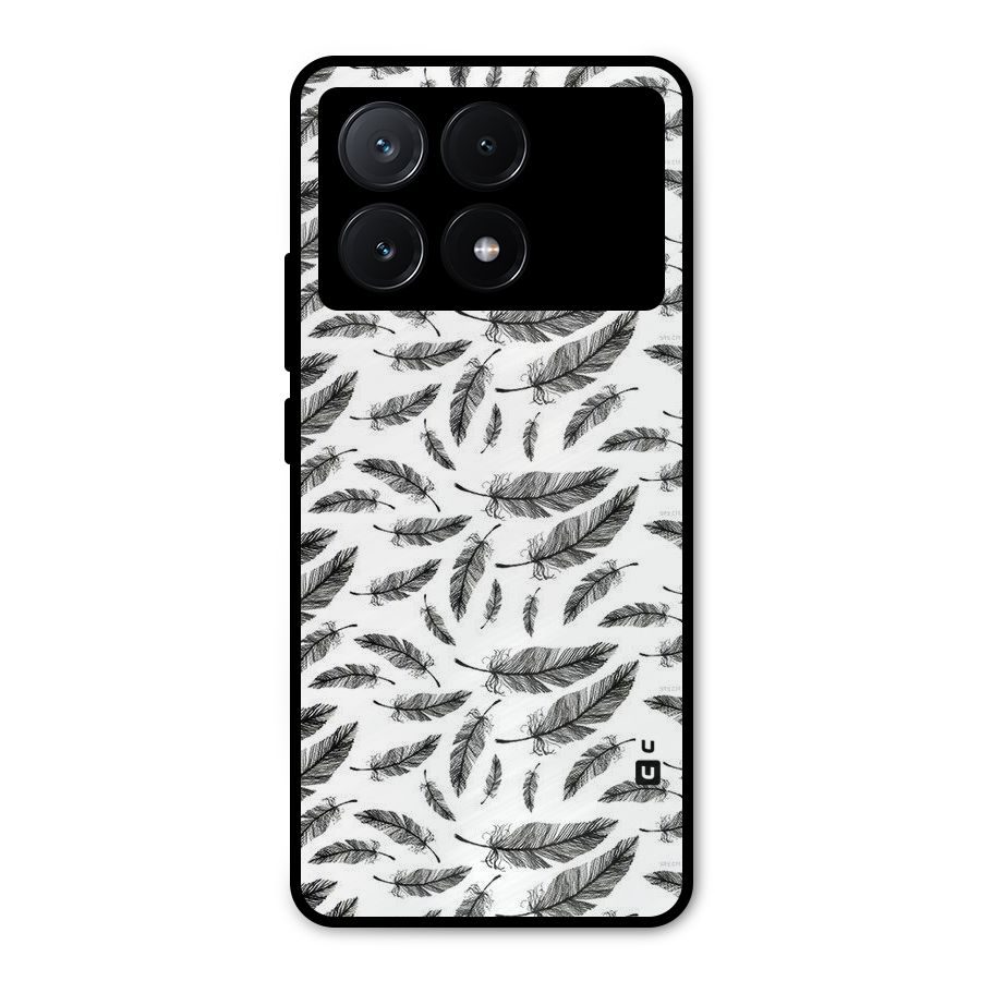 Black Feather Metal Back Case for Poco X6 Pro