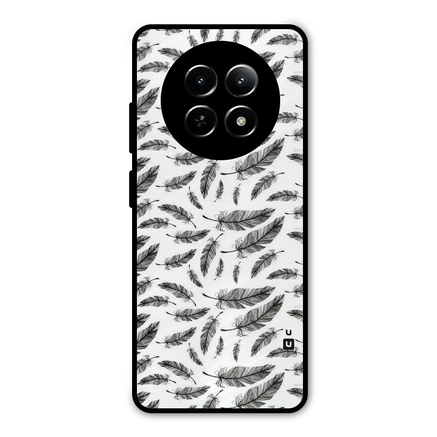 Black Feather Metal Back Case for Realme 12 5G