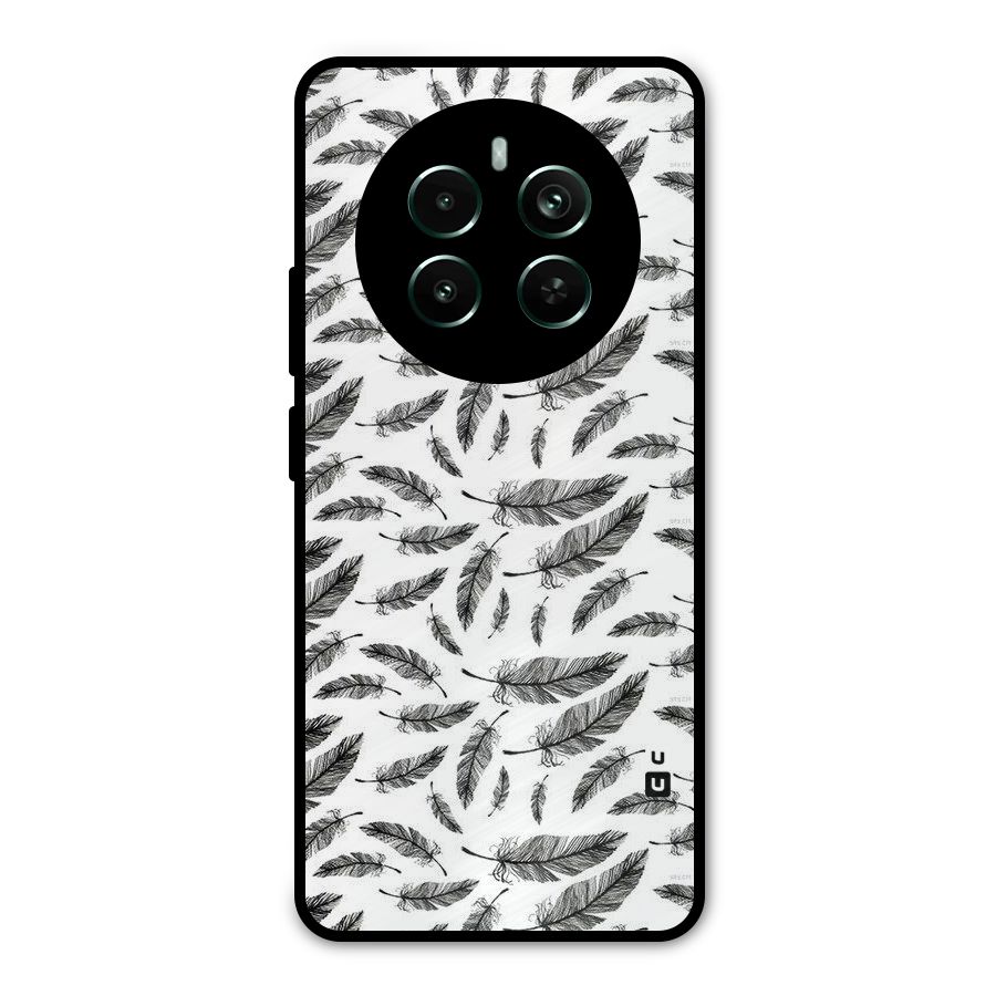 Black Feather Metal Back Case for Realme 12 Pro Plus