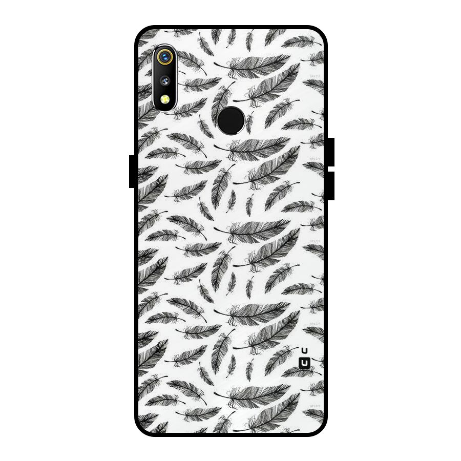 Black Feather Metal Back Case for Realme 3