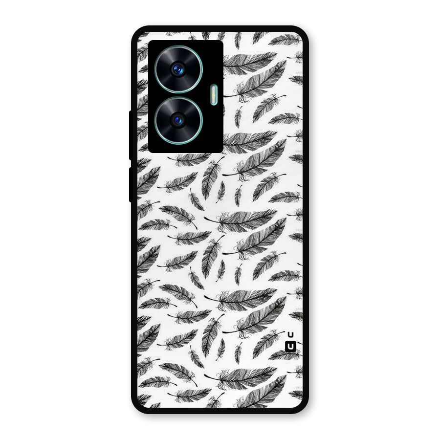 Black Feather Metal Back Case for Realme C55