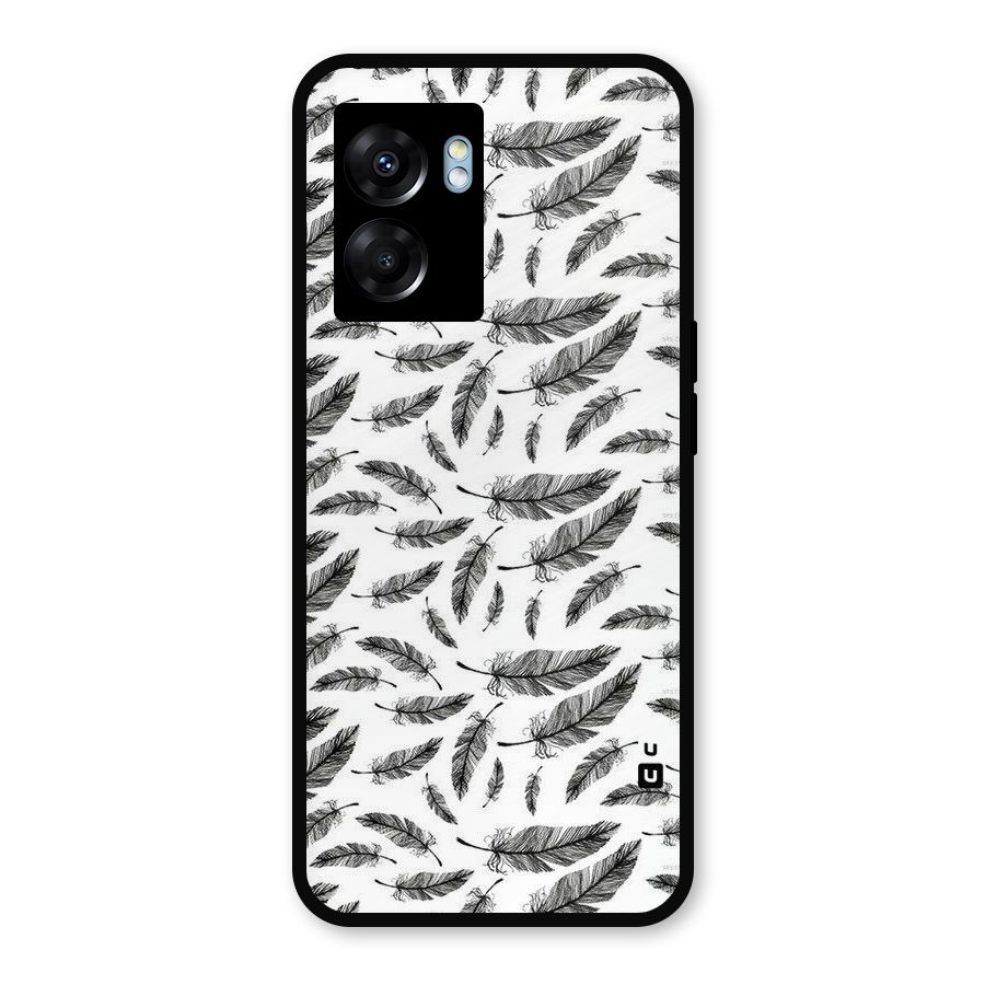 Black Feather Metal Back Case for Realme Narzo 50 5G