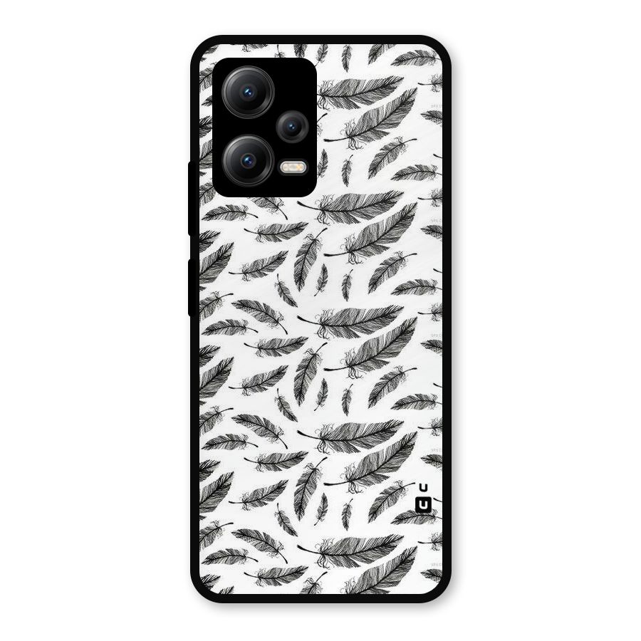 Black Feather Metal Back Case for Redmi Note 12 5G