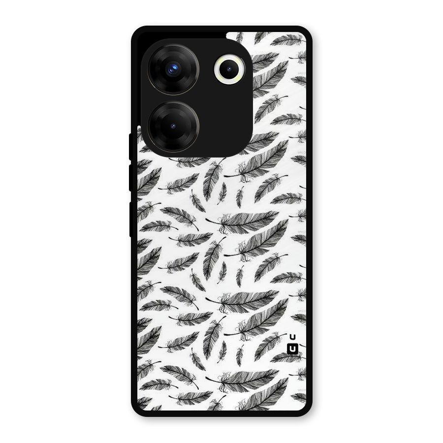 Black Feather Metal Back Case for Tecno Camon 20 Pro