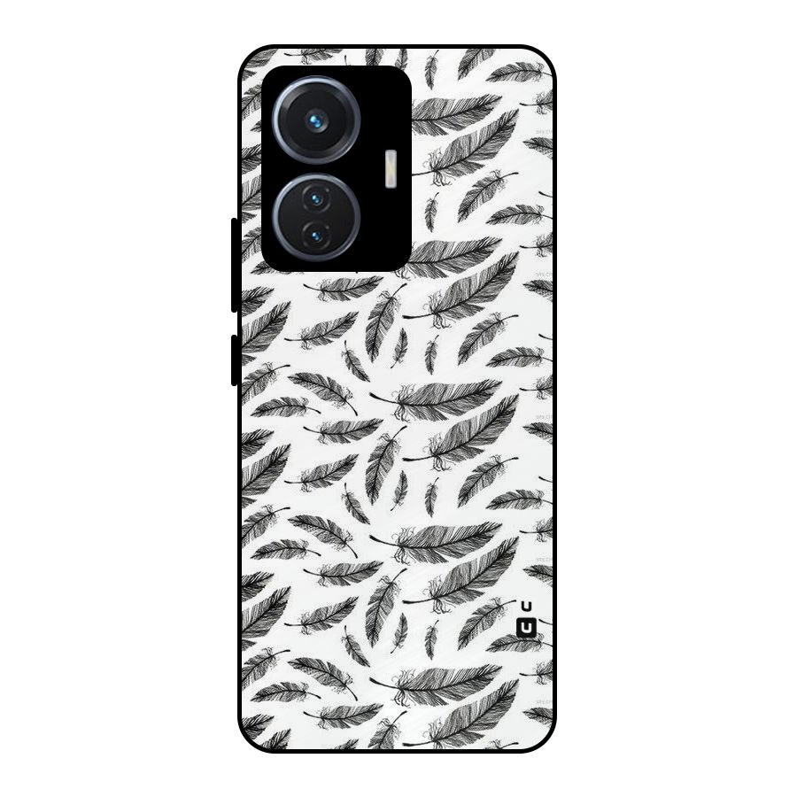 Black Feather Metal Back Case for Vivo T1 44W