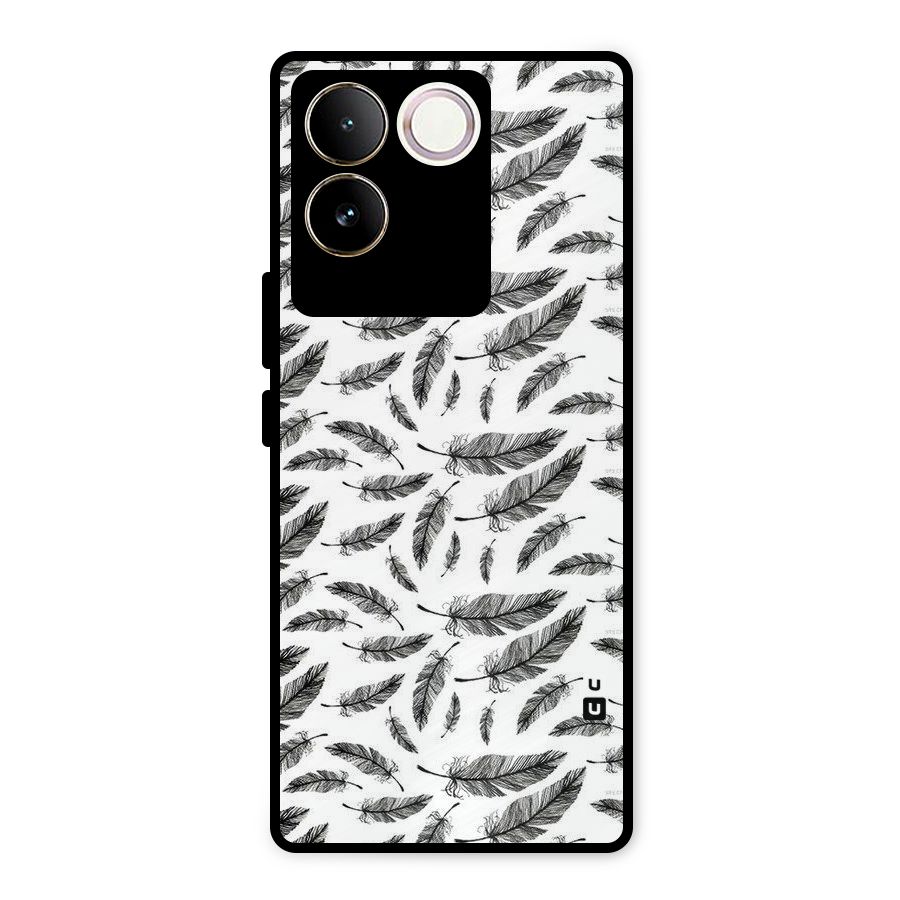 Black Feather Metal Back Case for Vivo T2 Pro