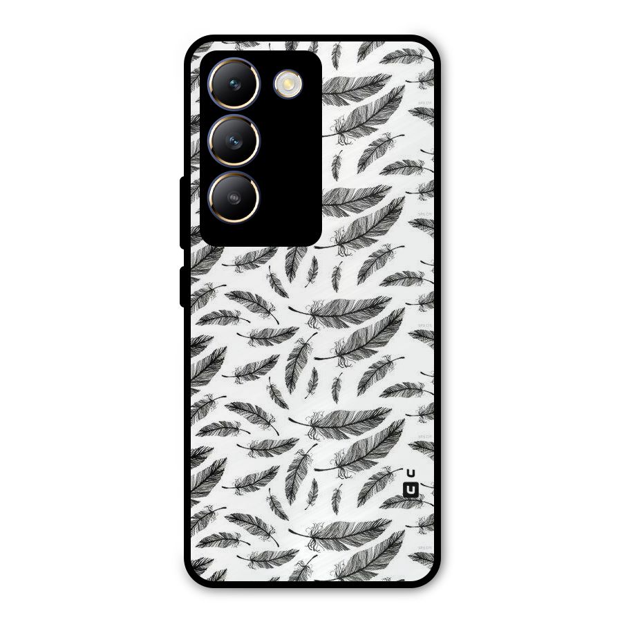 Black Feather Metal Back Case for Vivo T3 5G